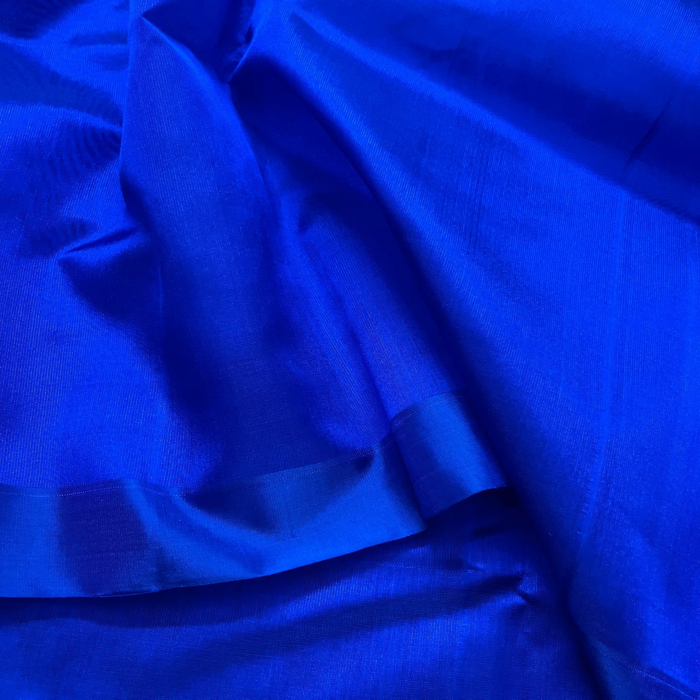 Electric blue Chanderi silk saree with silk border