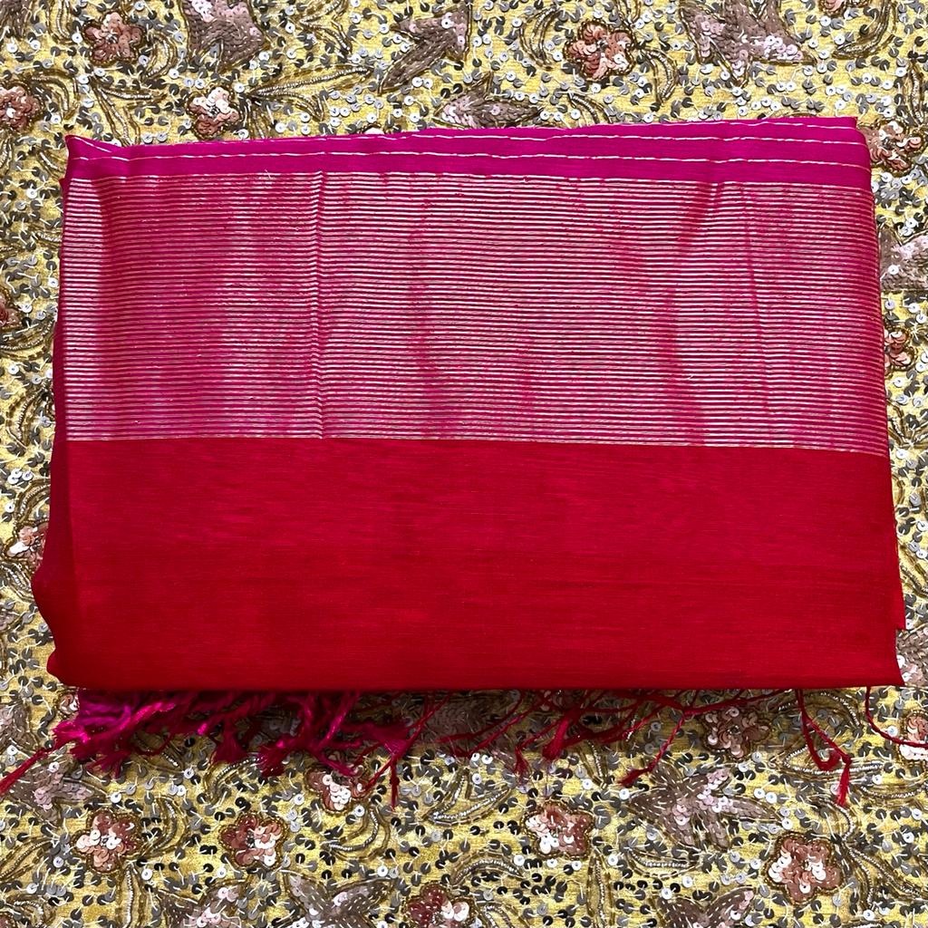(Shop the look) Red and pink maheshwari saree with resham border