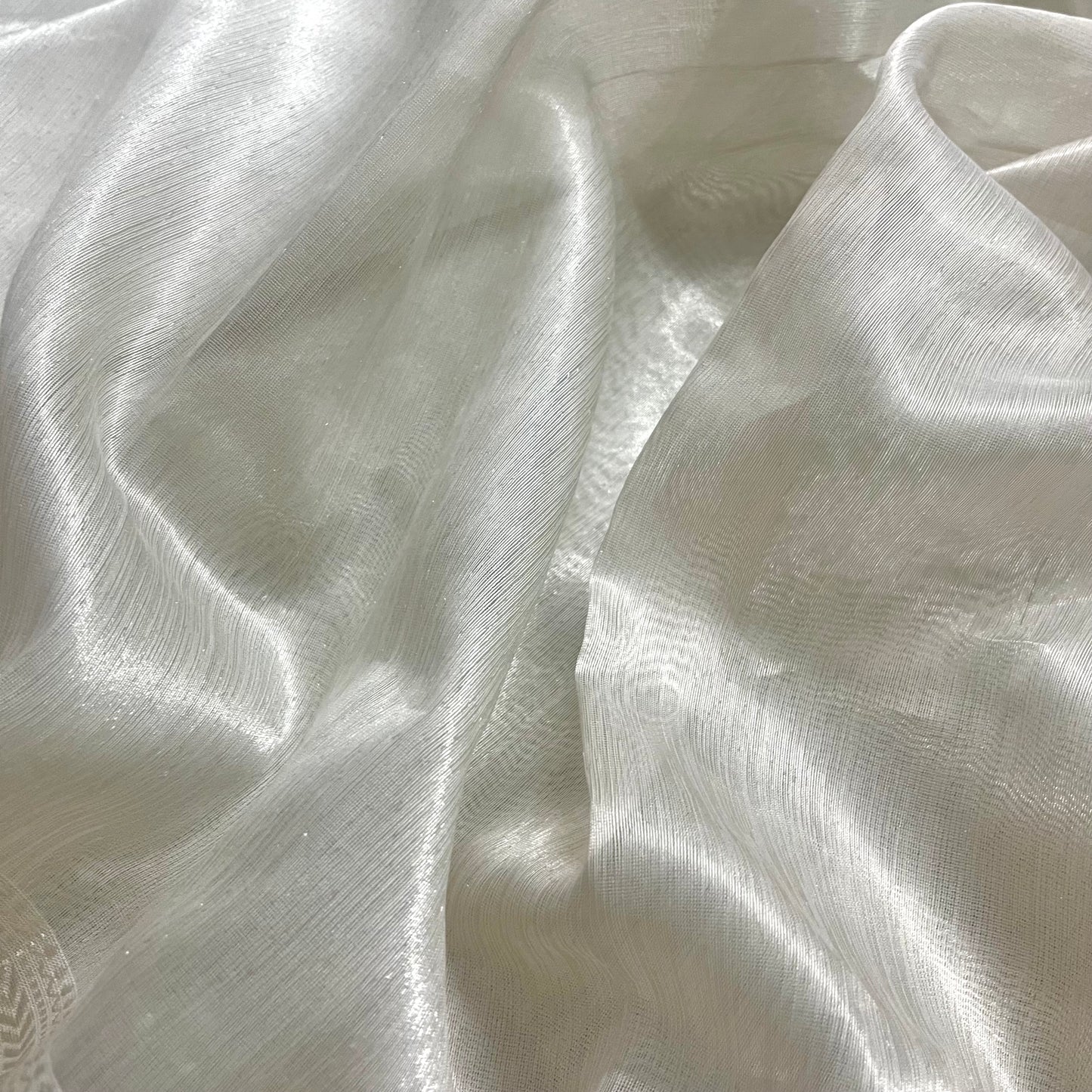 Dove white Maheshwari tissue silk saree