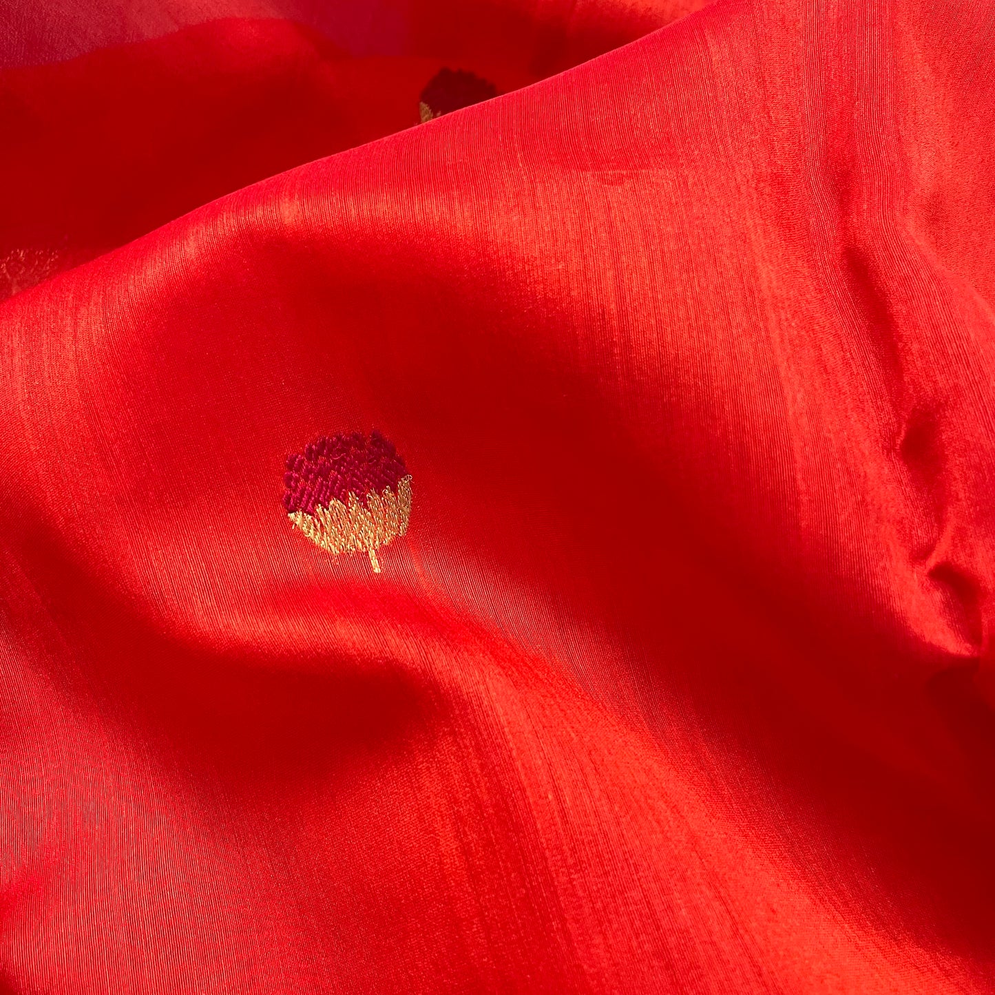 Tomato red and pink chanderi saree with silk border