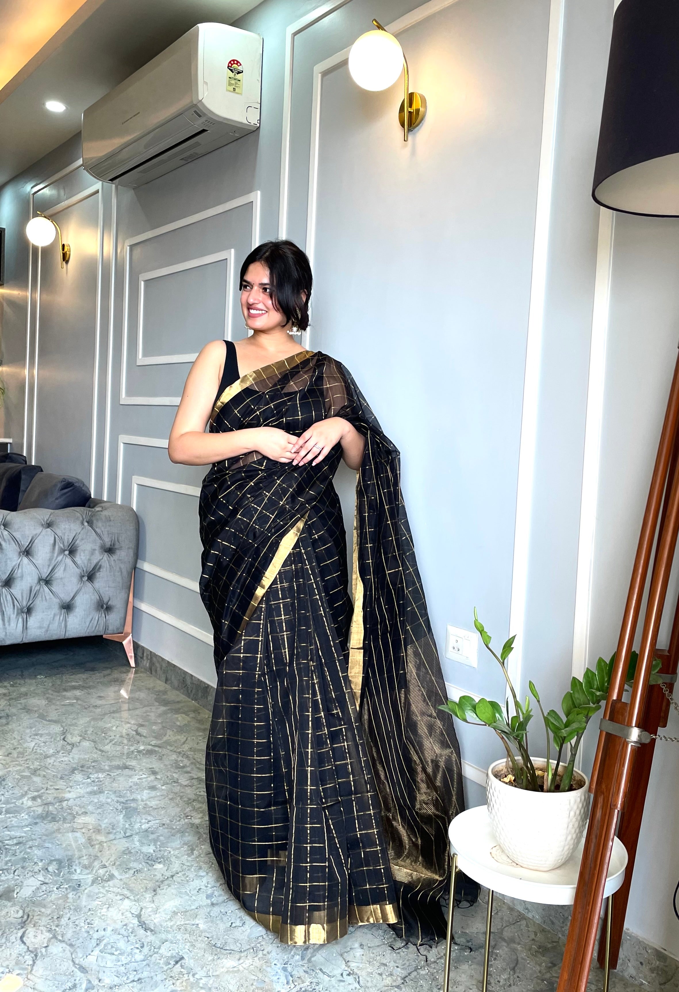 Black Embroidered Saree Design by ATBW | All Things Black & White at  Pernia's Pop Up Shop 2024