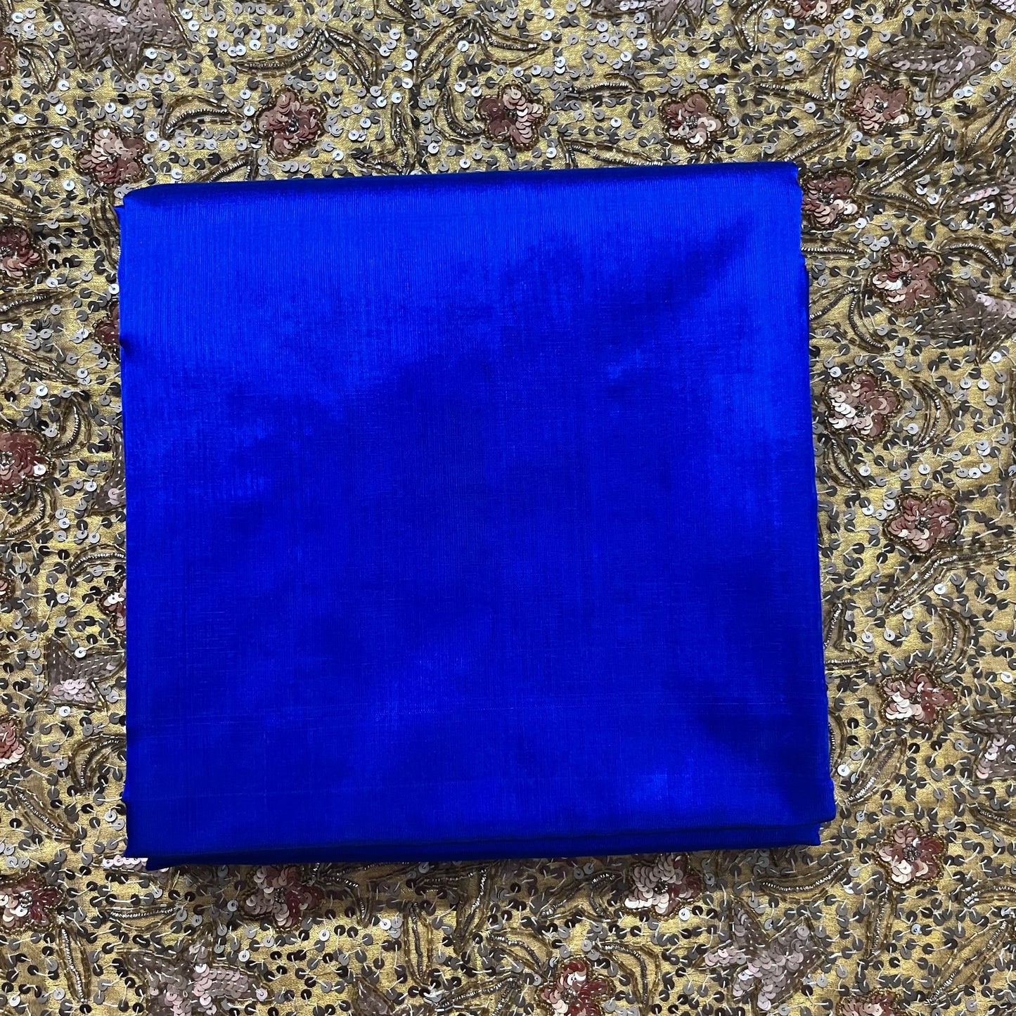 Electric blue Chanderi silk saree with silk border