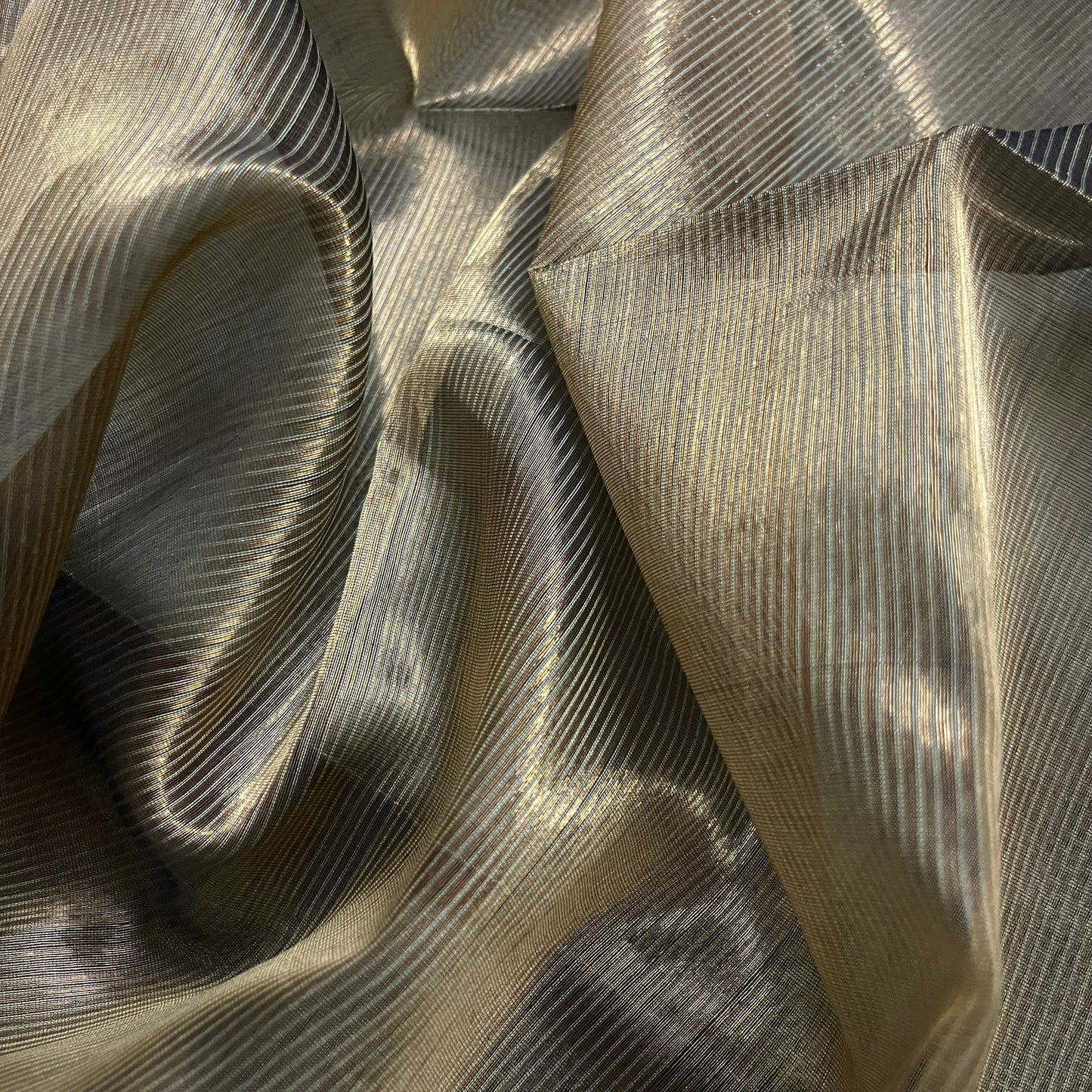 Olive and gold Maheshwari saree with zari border