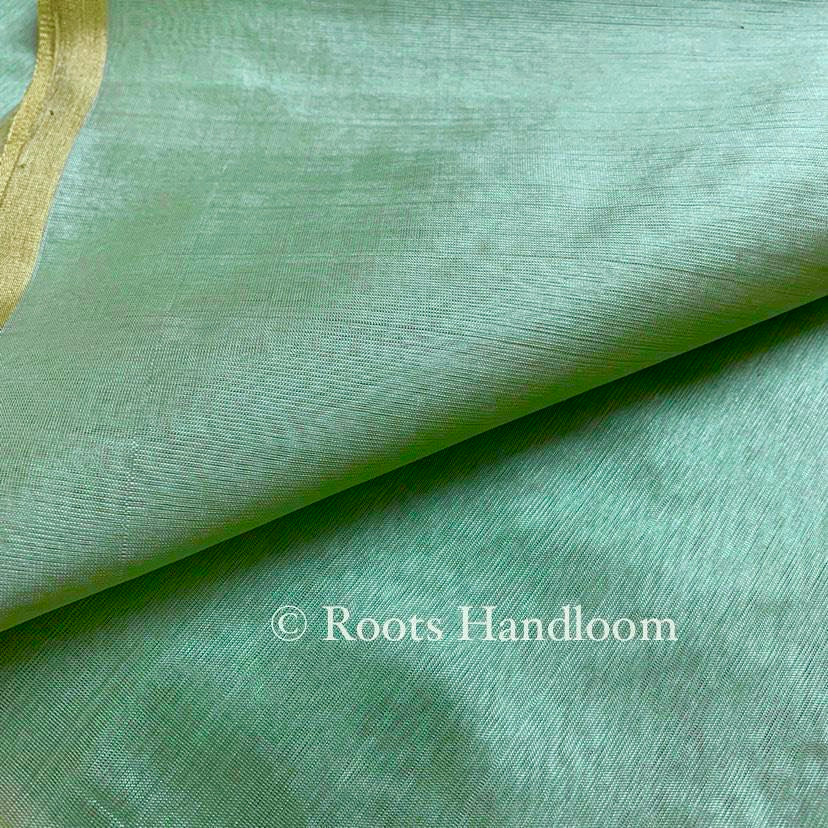 Tiffany green chanderi silk saree with Zari lines on Pallu