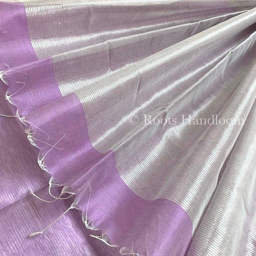 Mauve Maheshwari saree with Zari lines all over