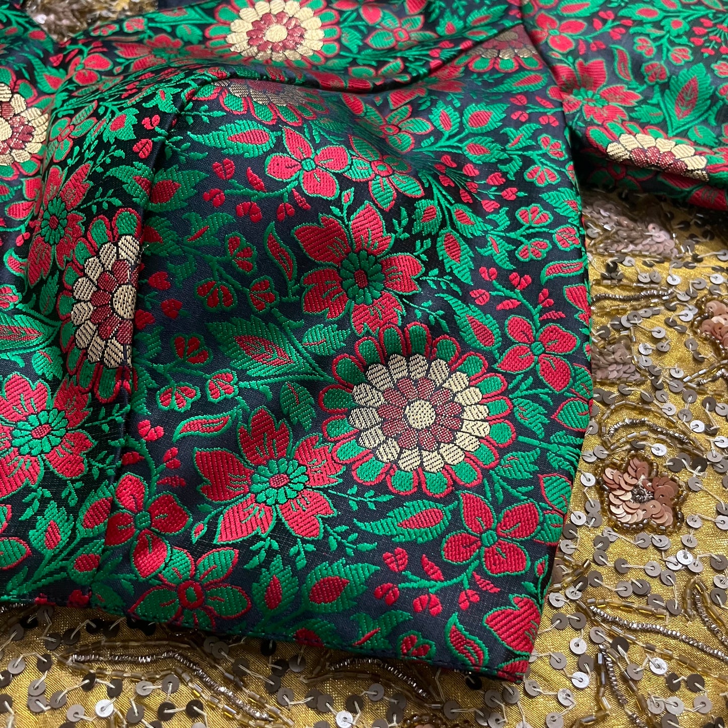 Dark green pre stitched silk blouse