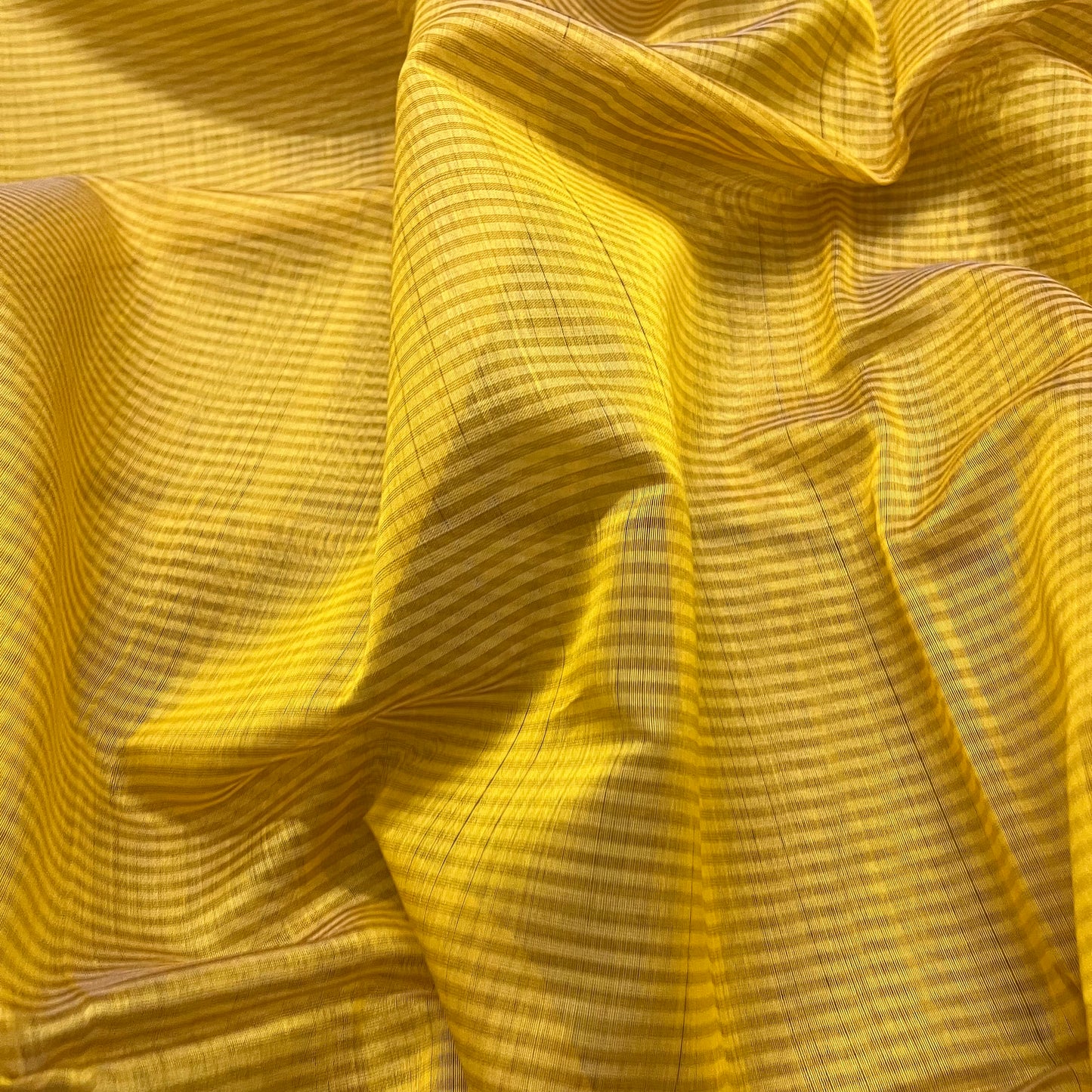 Yellow maheshwari saree with resham border