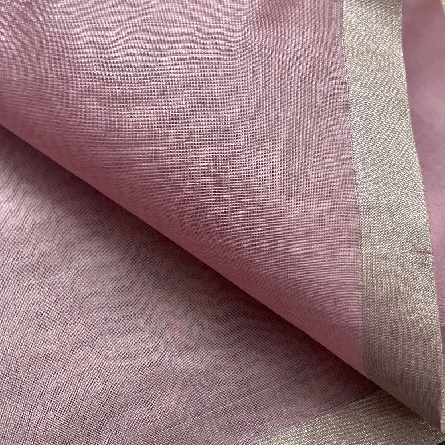 Pastel pink chanderi saree with gota work all over