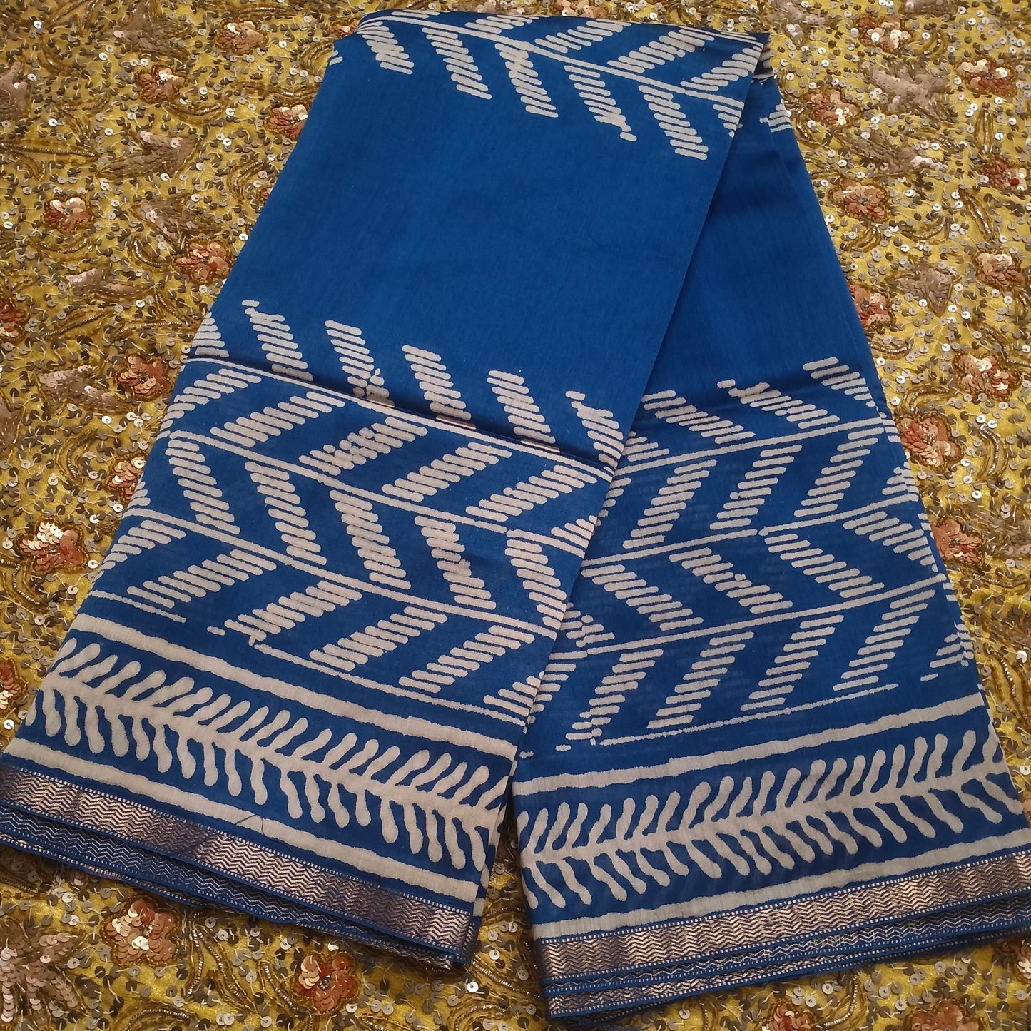 Indigo maheshwari block print dupatta