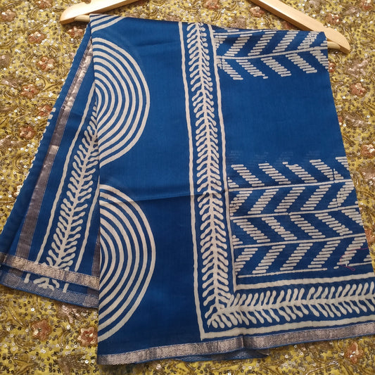 Indigo maheshwari block print dupatta