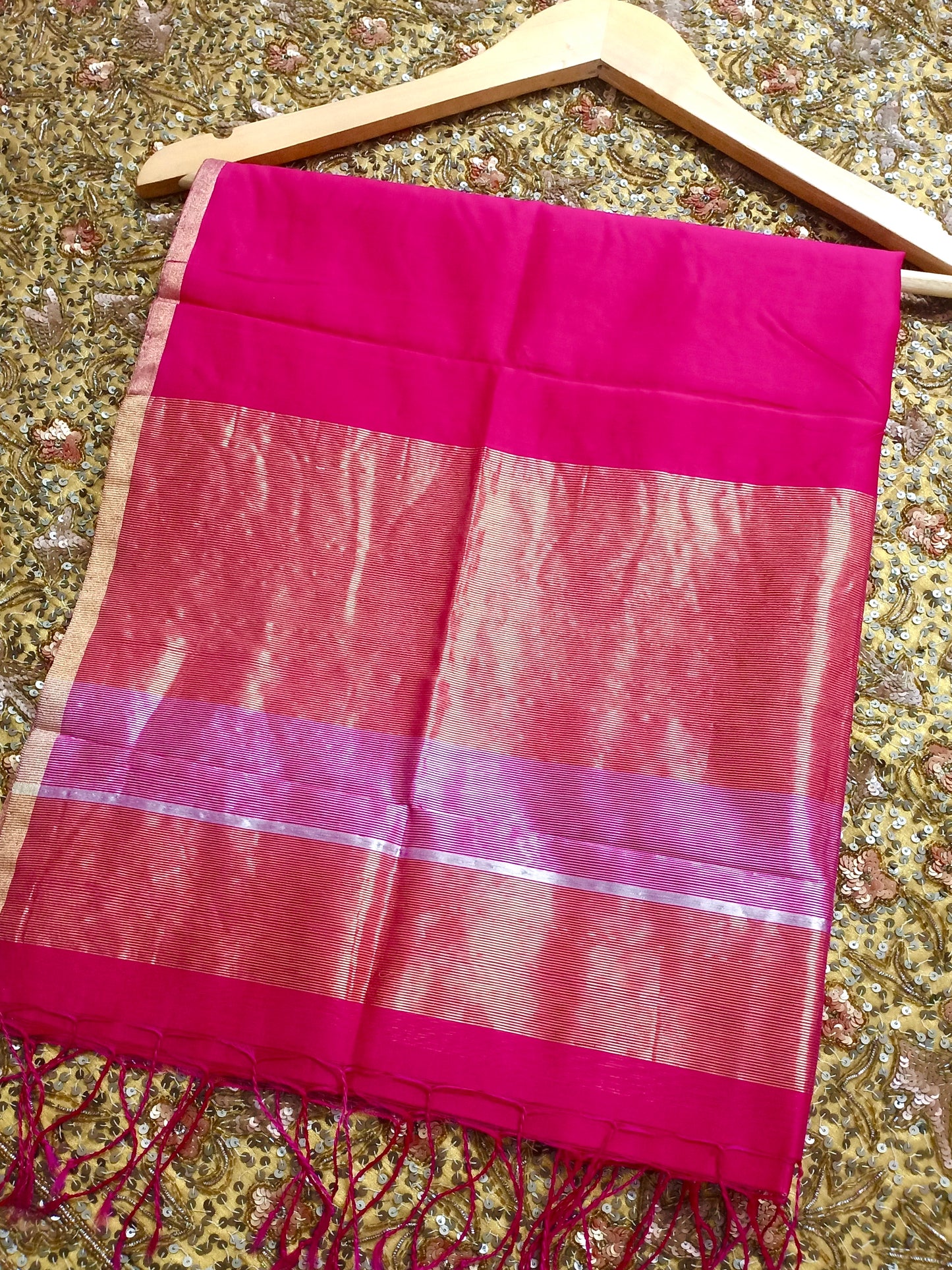 Rani pink chanderi dupatta