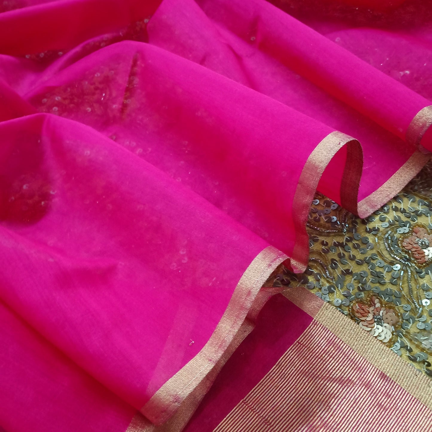 Rani pink chanderi dupatta