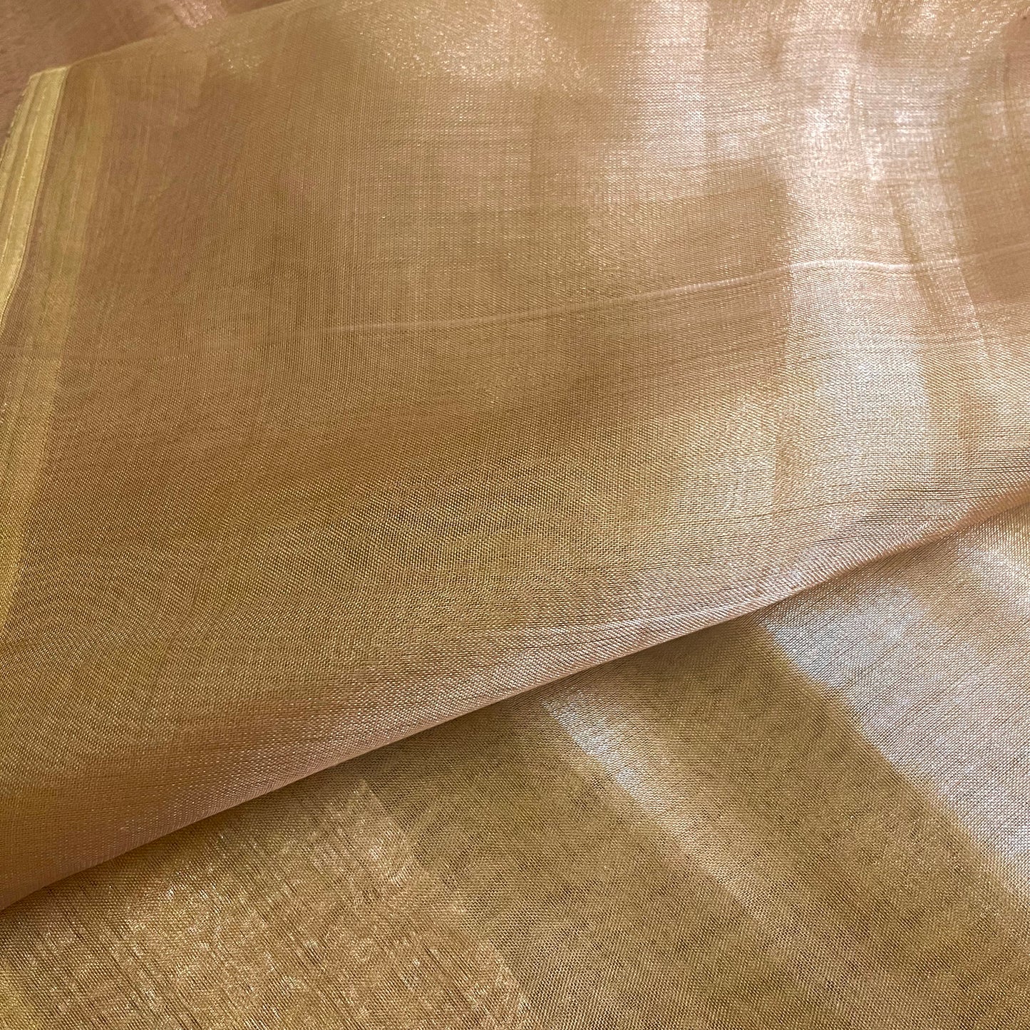 Molten gold banarasi tissue silk saree with zari bootis and zari border