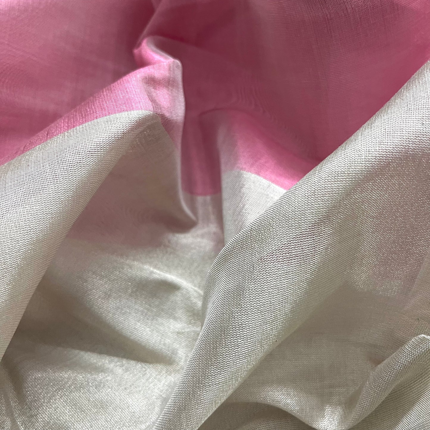 Silver and pink chanderi tissue silk saree