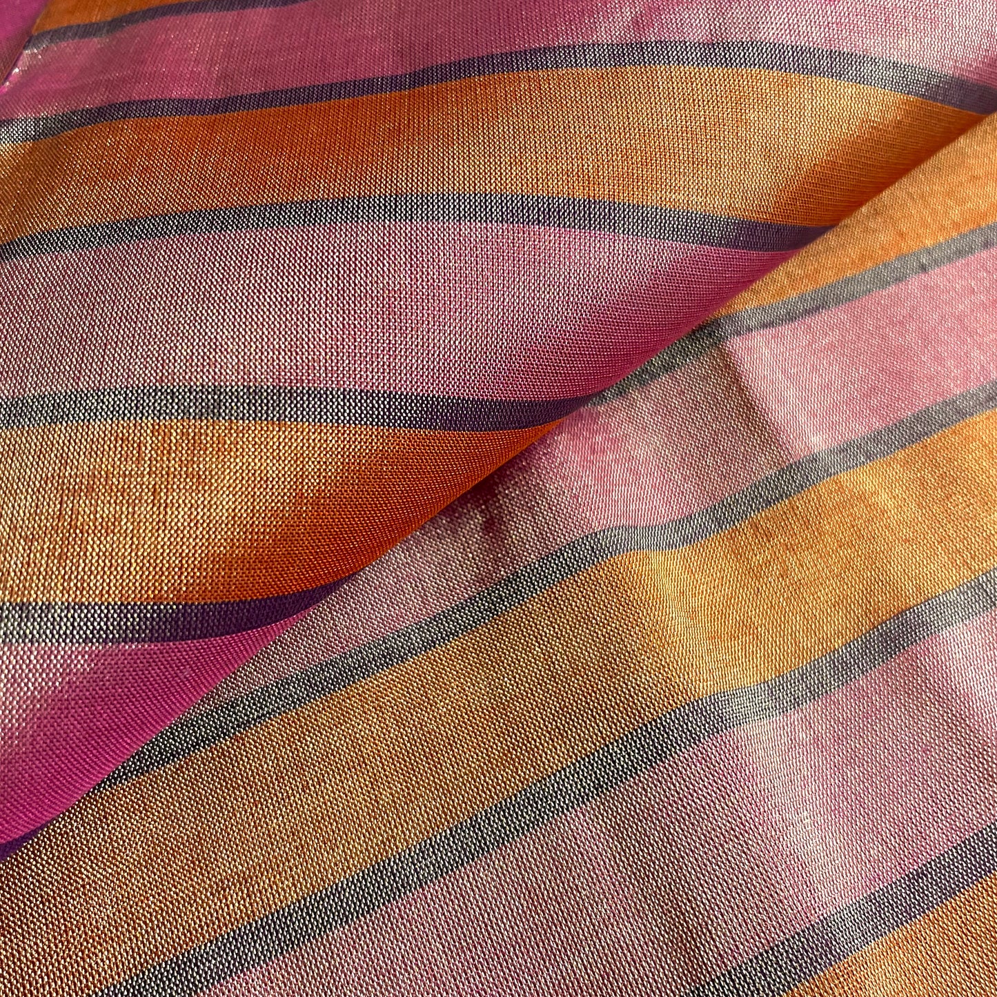 Antique gold and pink chanderi tissue silk saree