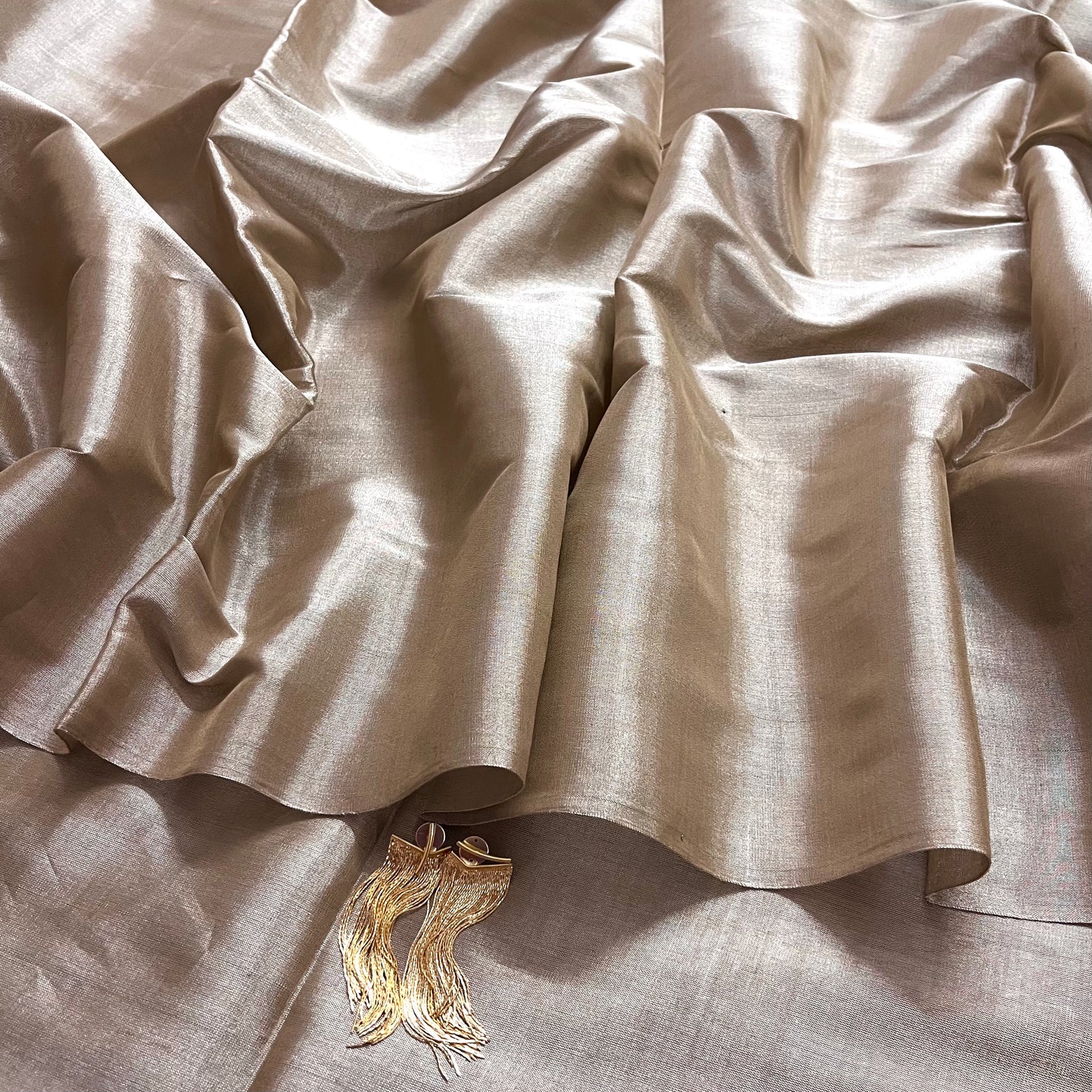 Royal silver chanderi tissue silk saree