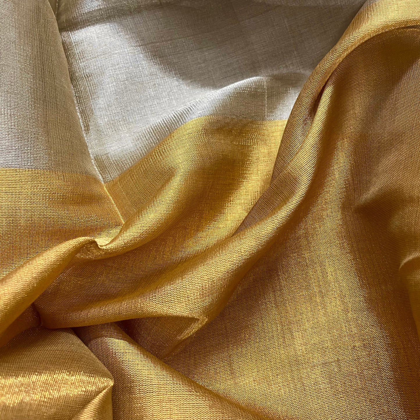 Gold and silver chanderi tissue silk saree