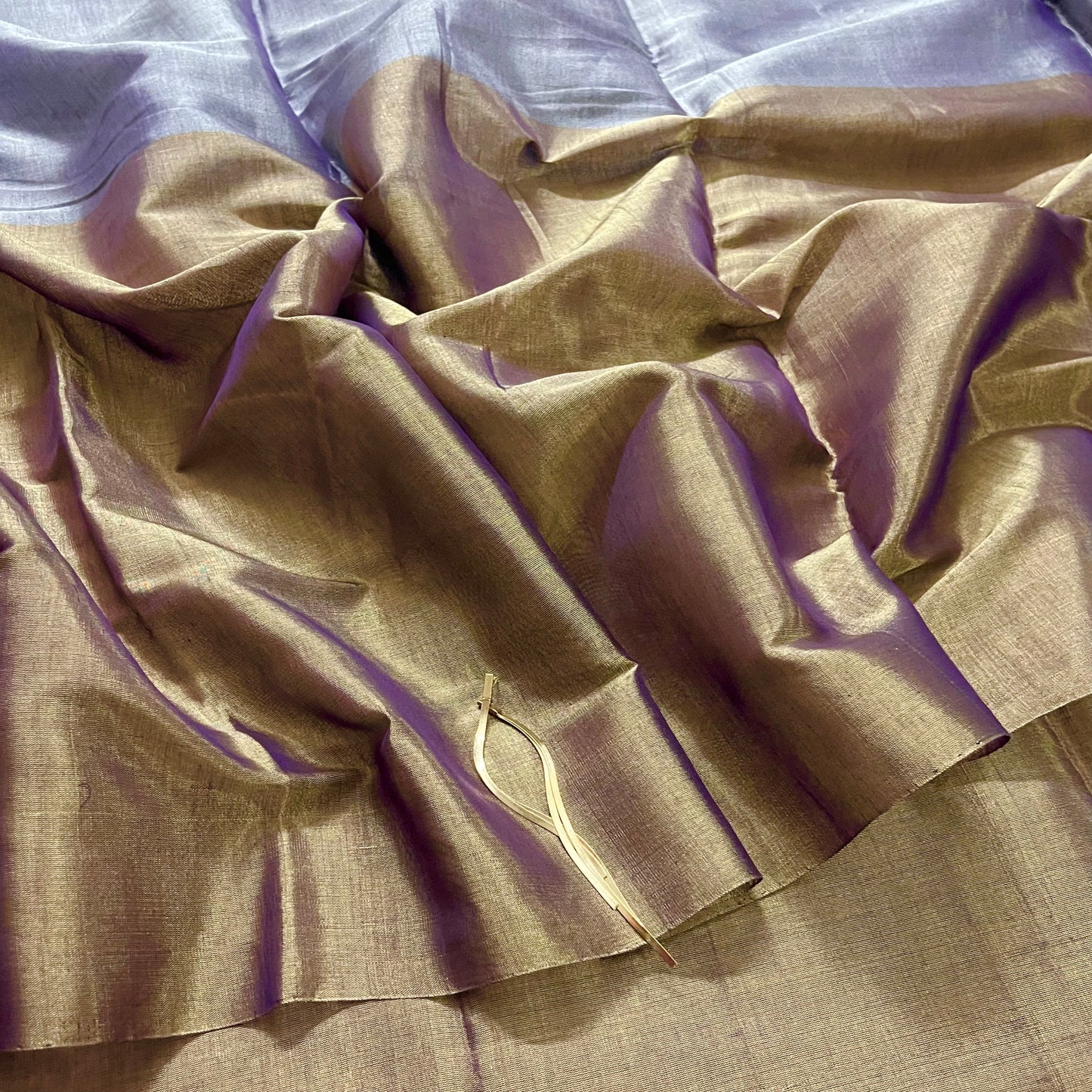 Antique gold and silver chanderi tissue silk saree