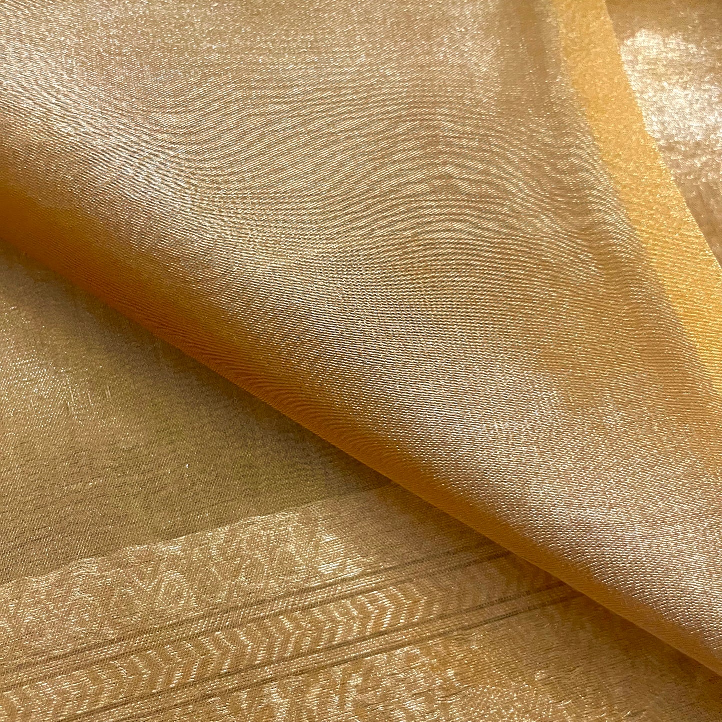 Copper gold banarasi tissue silk saree with flower motifs all over