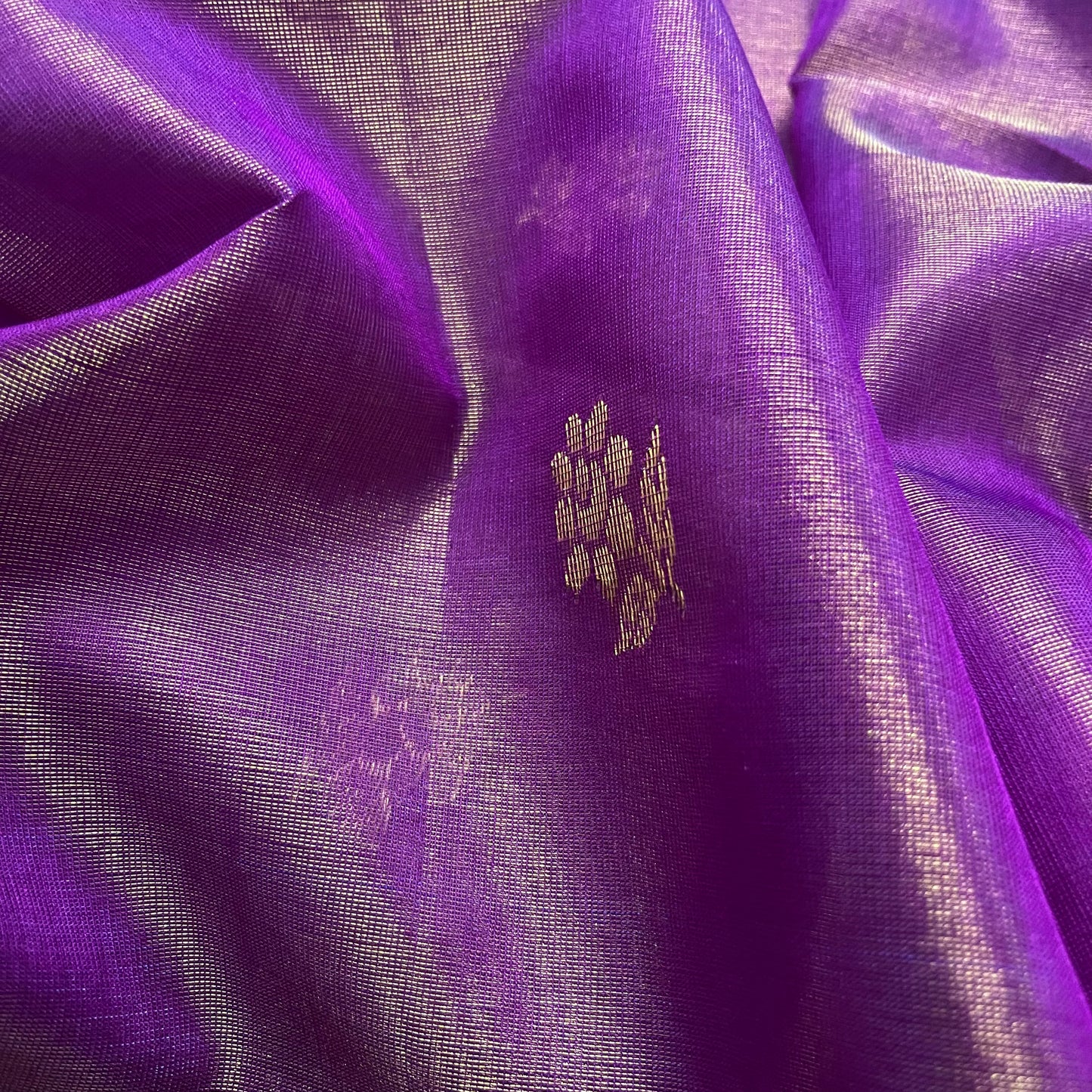 Violet maheshwari tissue silk saree with flower motifs all over