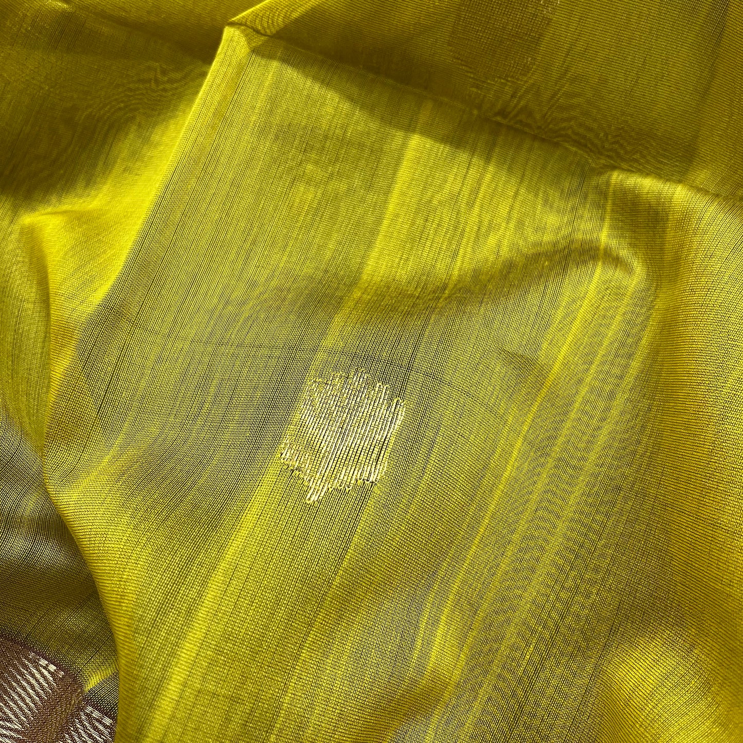 Mustard maheshwari saree with flower motifs all over