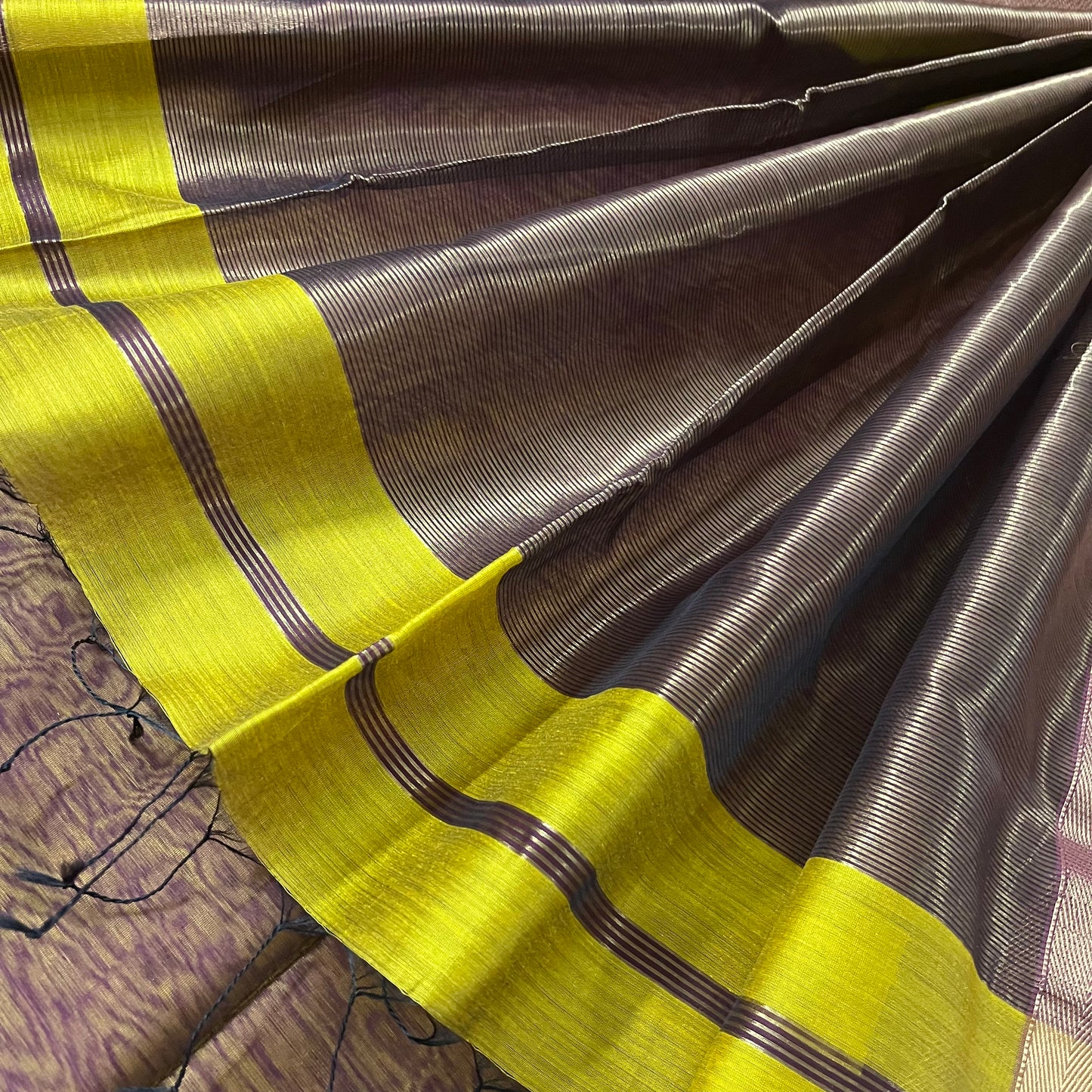 Mustard maheshwari saree with flower motifs all over