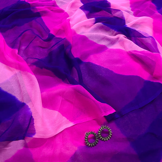 Purple pink shaded lehariya saree