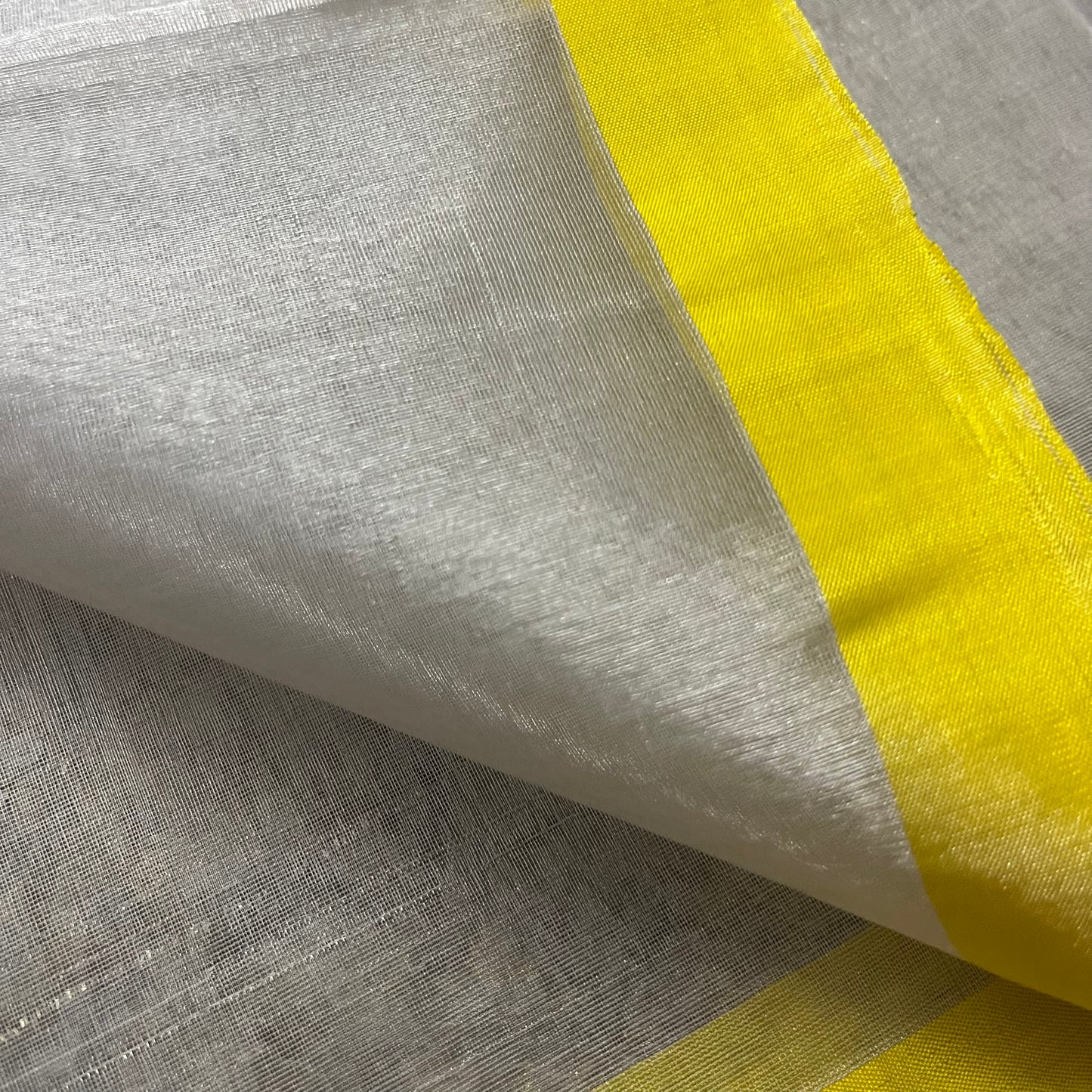 (Shop the look) Silver white and lemon chanderi tissue silk saree