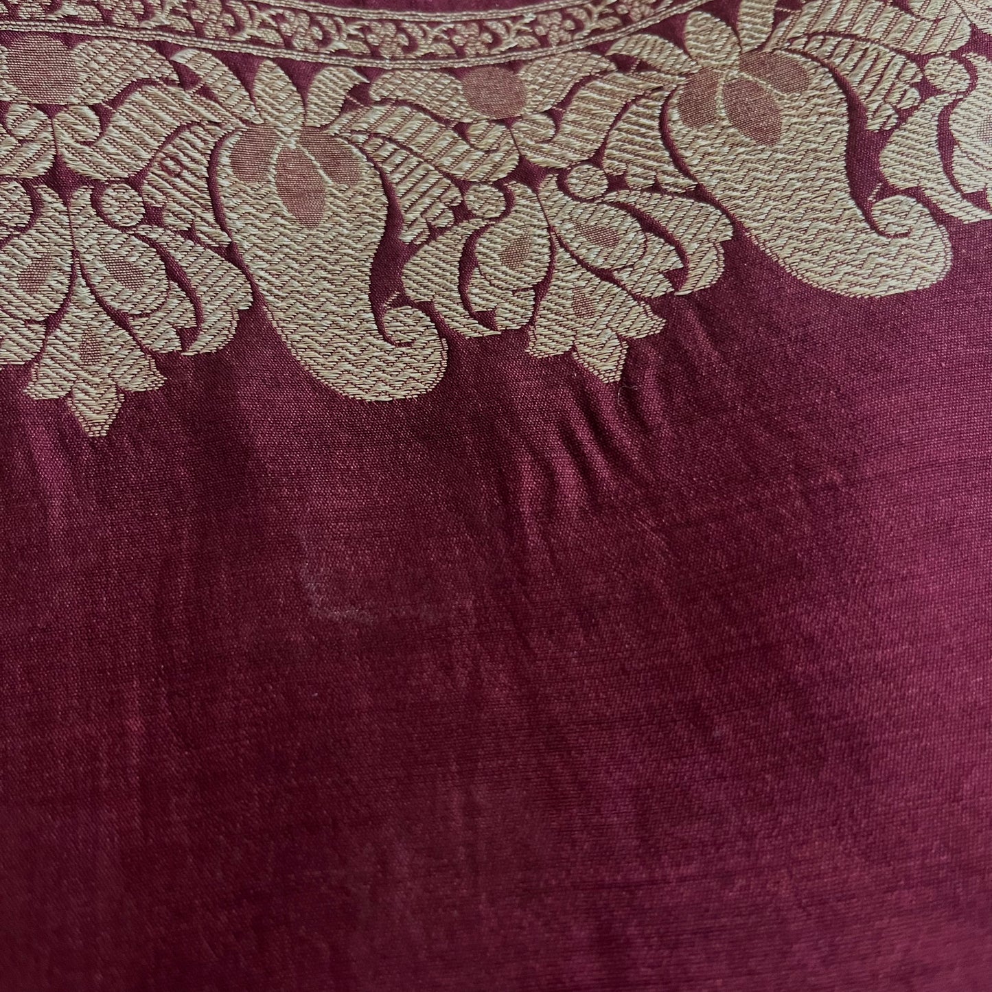 Antique gold and silver banarasi tissue silk saree with zari motifs all over