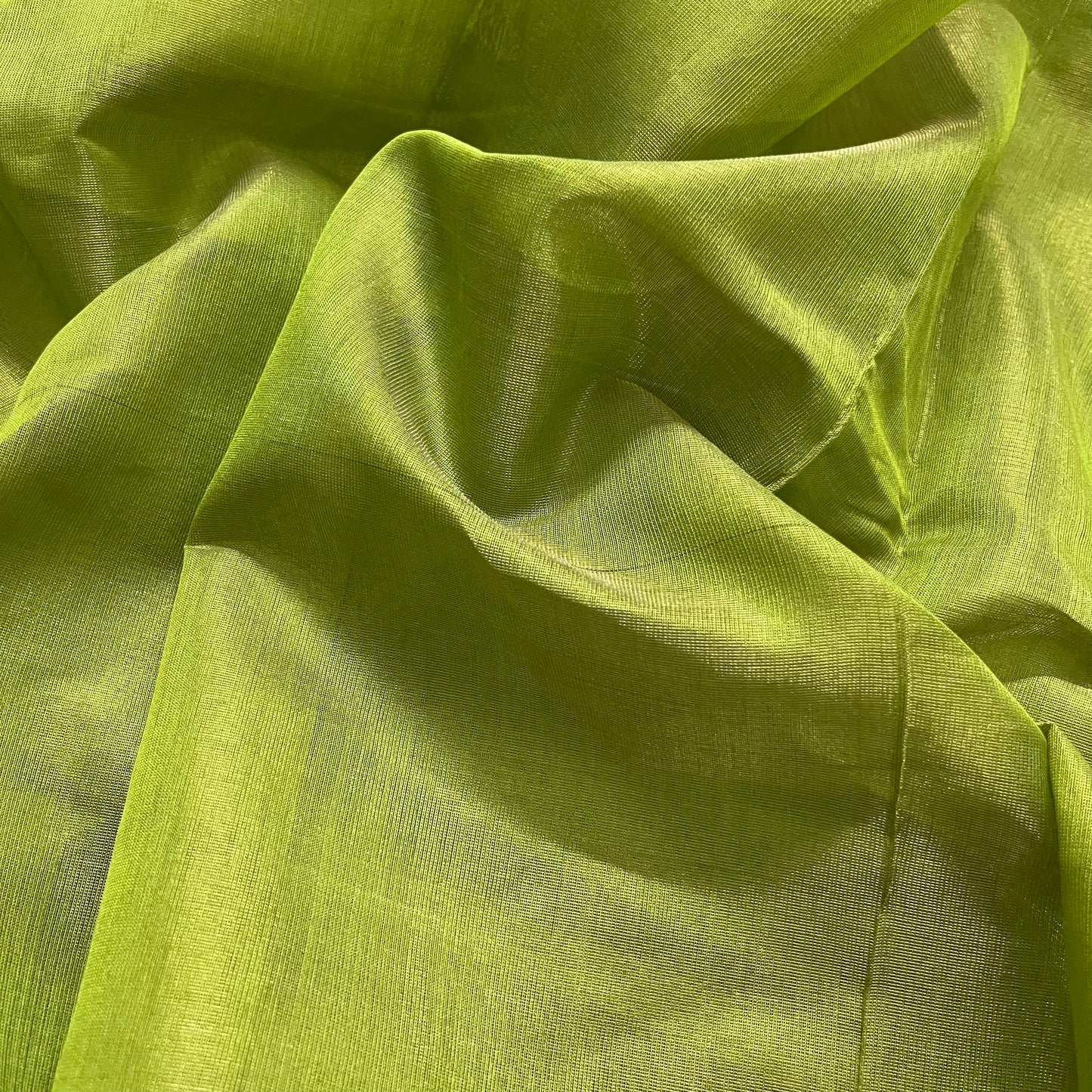 Moss green maheshwari tissue silk saree with zari lines on pallu