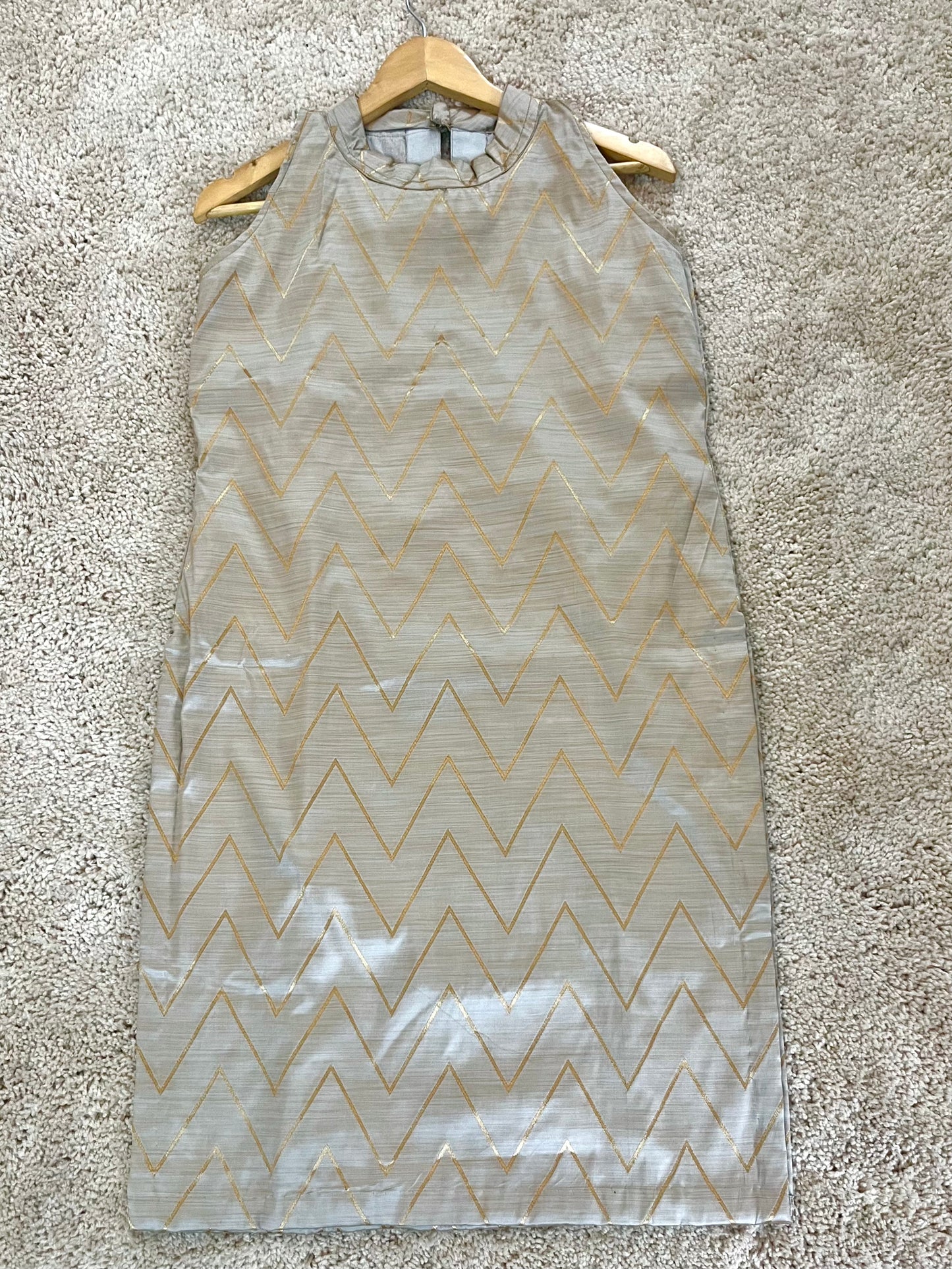 Grey gold banarasi silk kurta with zari pattern all over