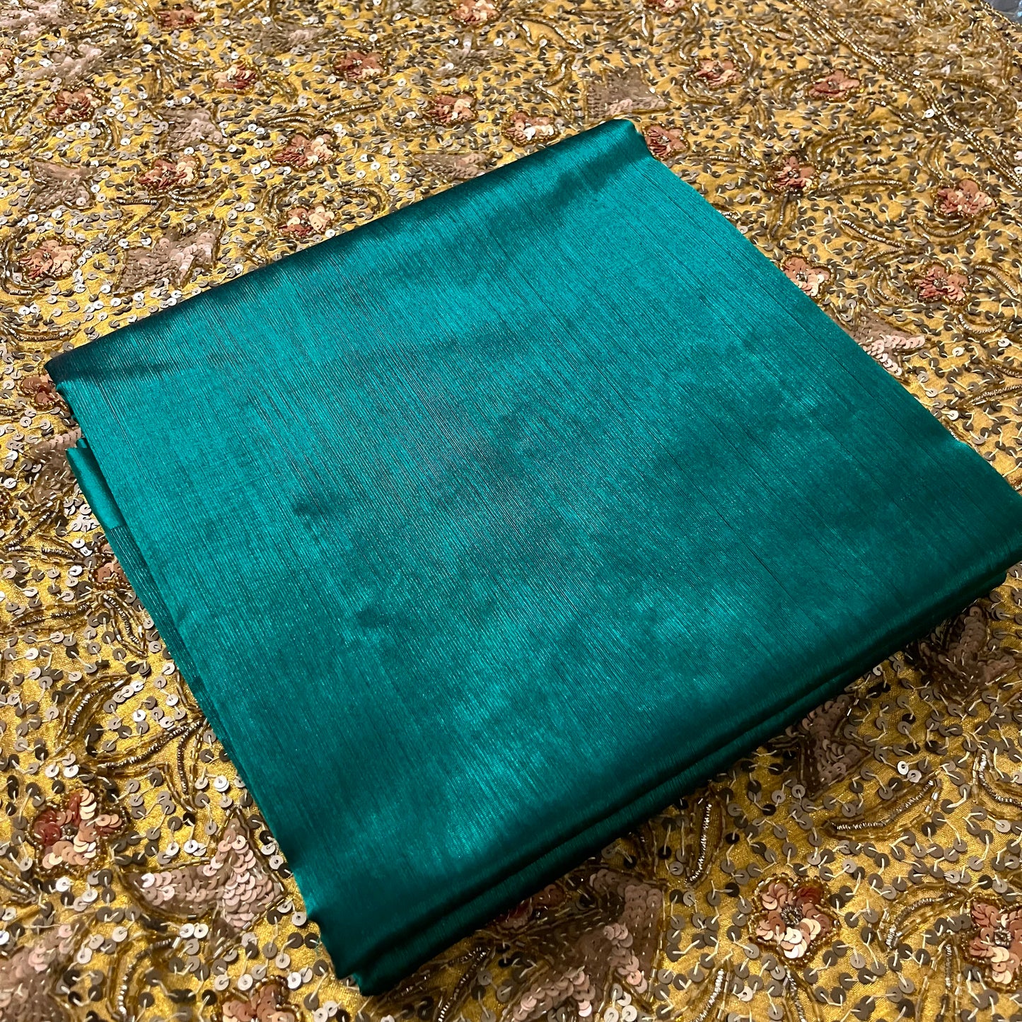 Midnight green chanderi silk saree with silk border