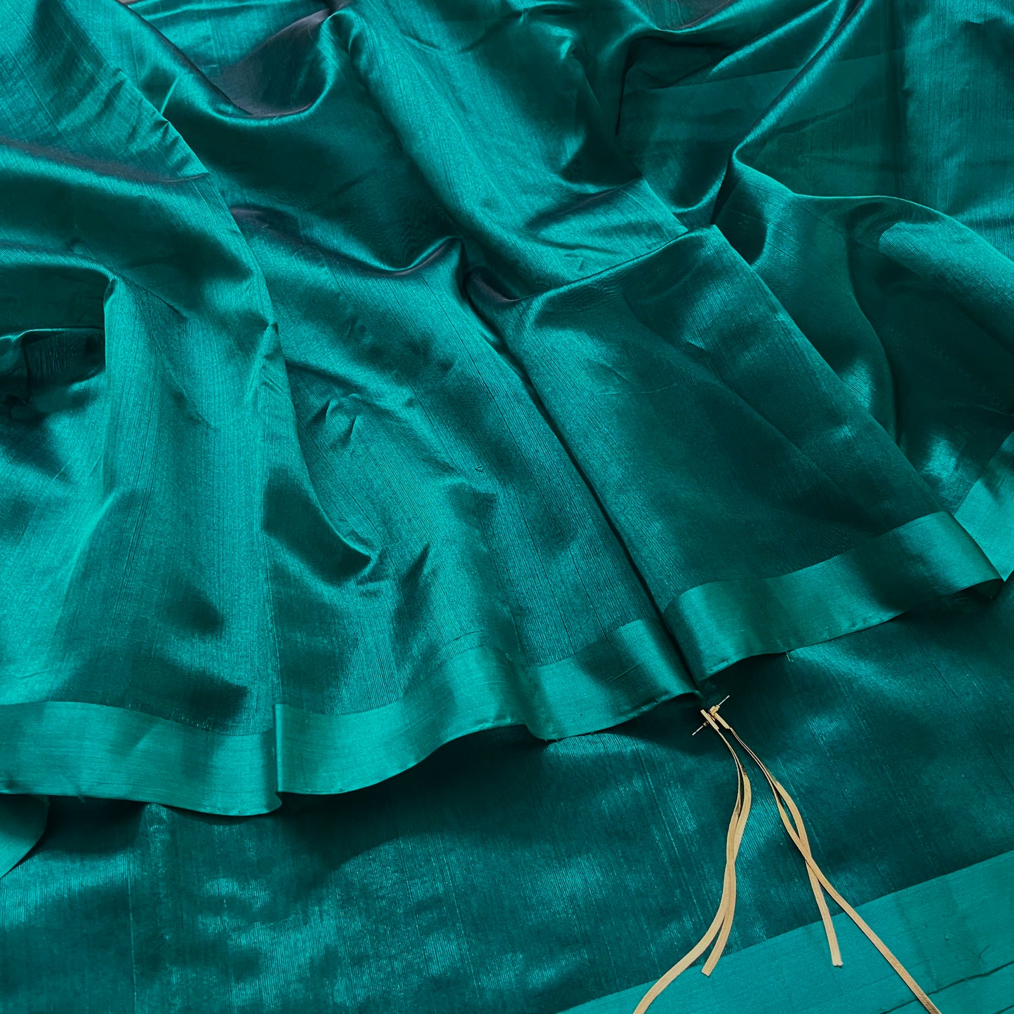 Midnight green chanderi silk saree with silk border