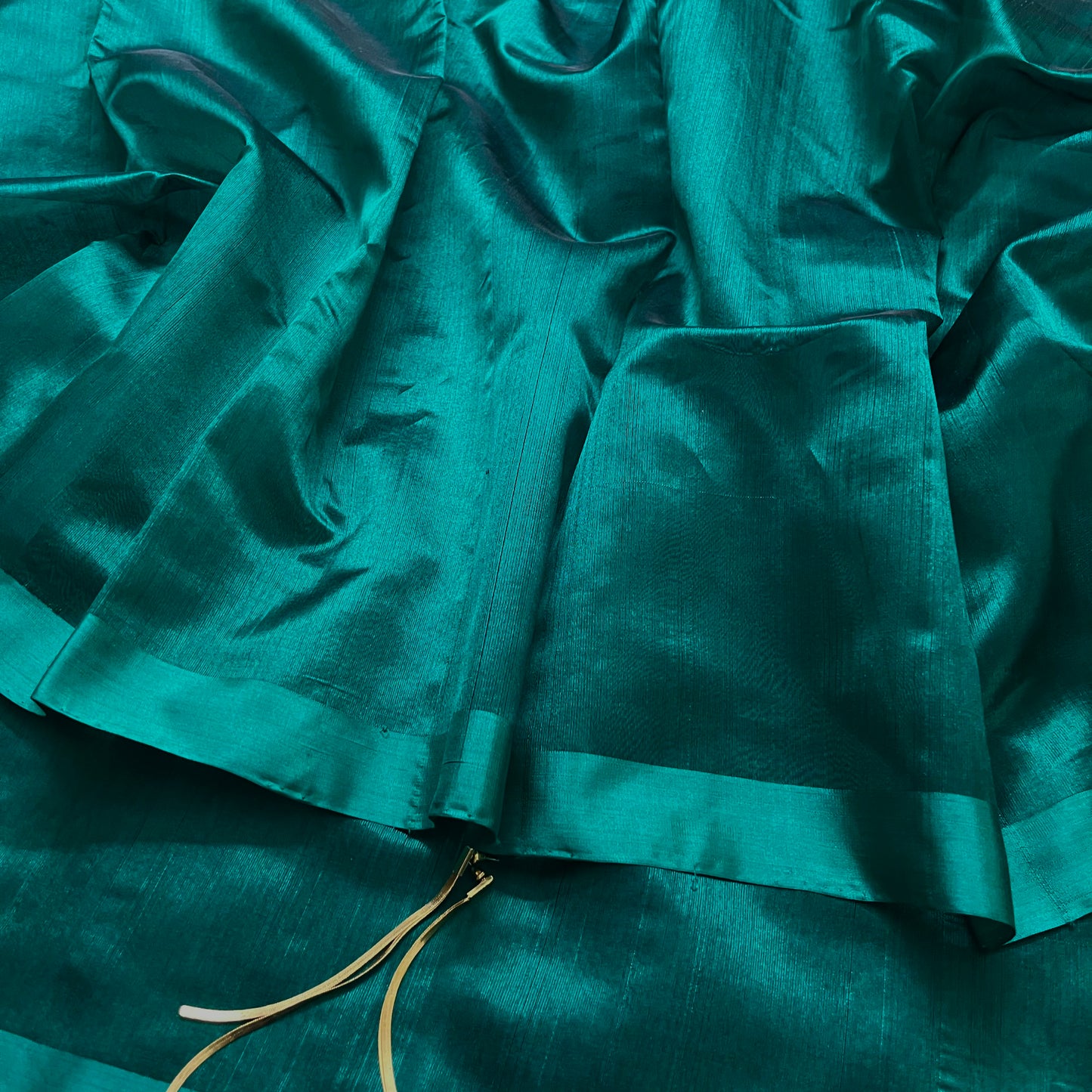 Midnight green chanderi silk saree with silk border