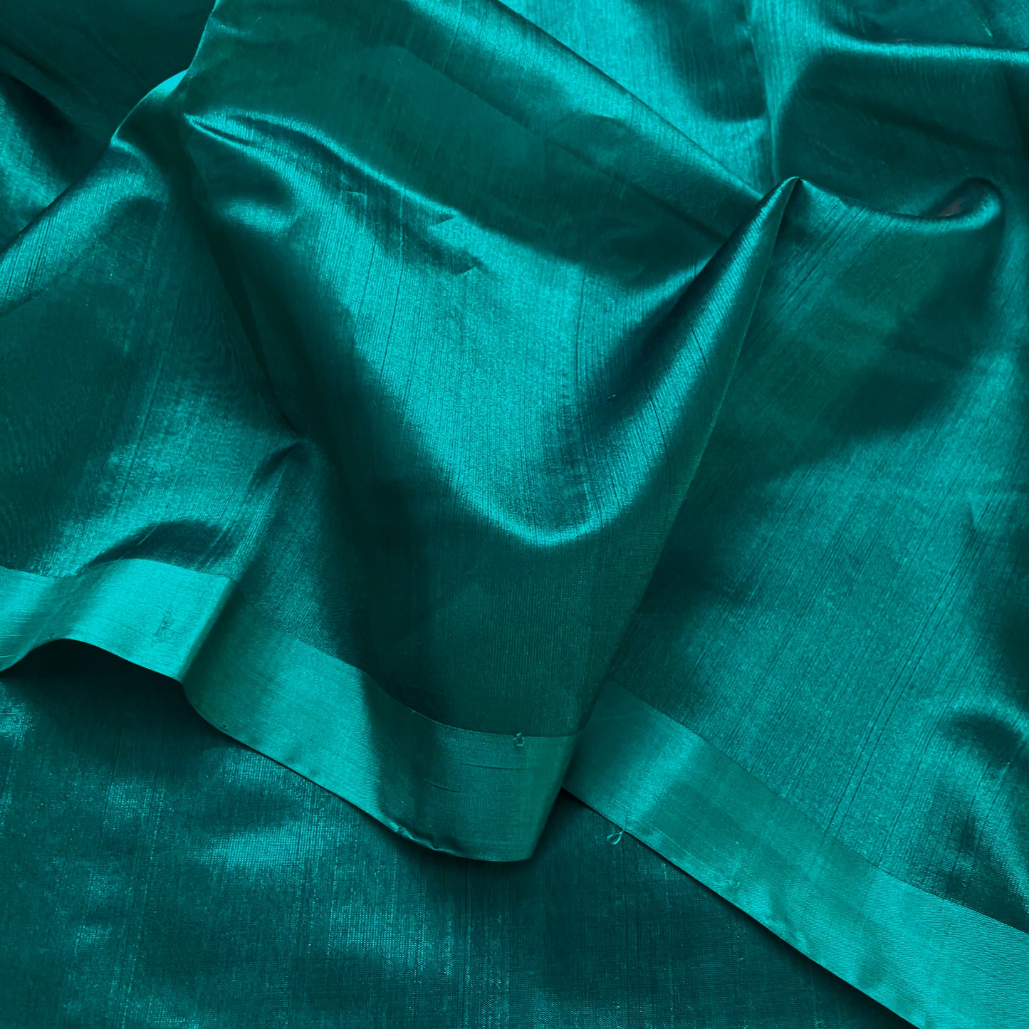 Midnight green chanderi silk saree with silk border