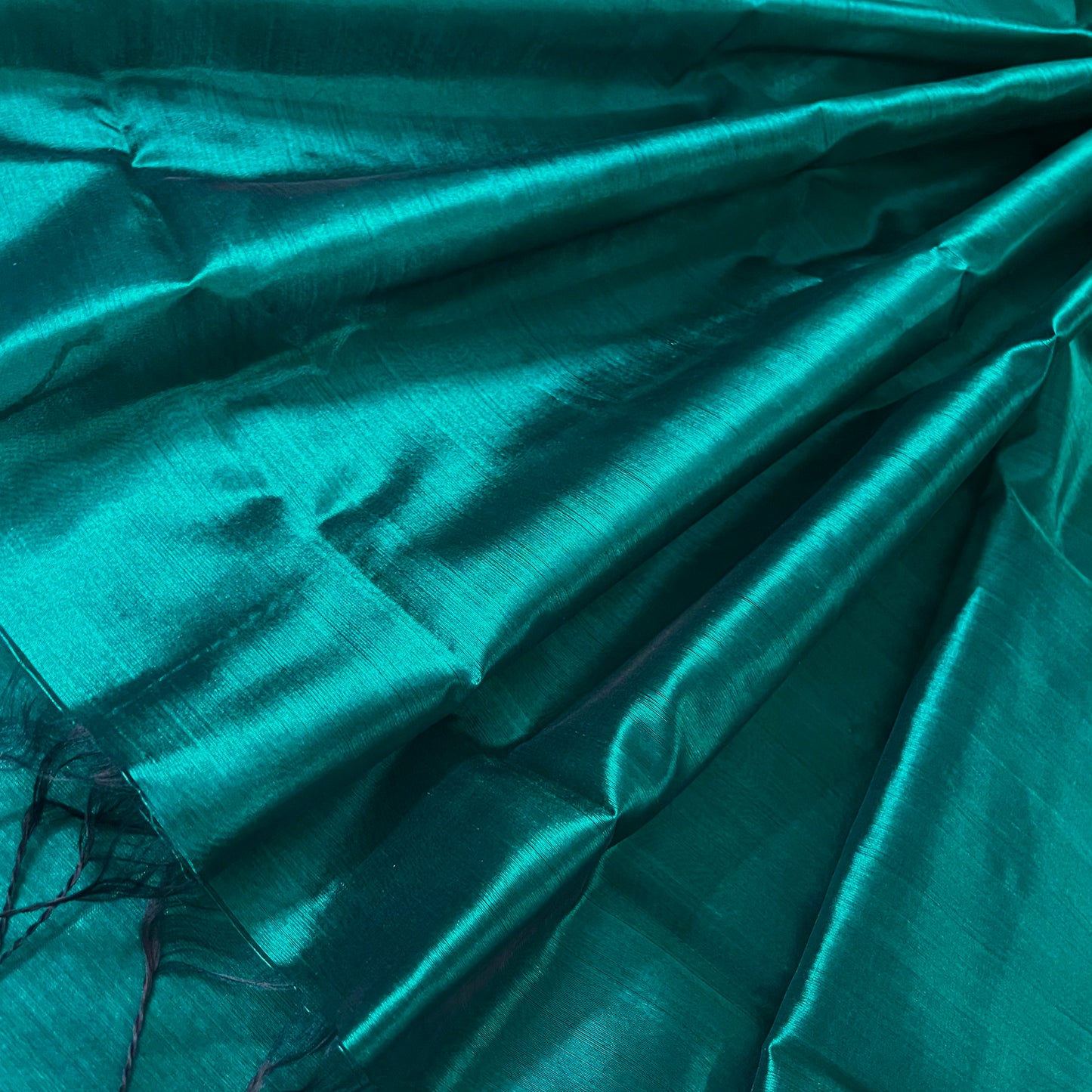 Midnight green chanderi silk saree with silk border