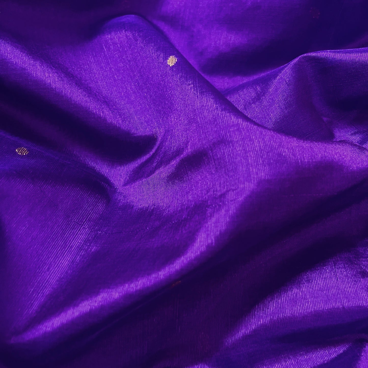 Violet chanderi silk saree with zari bootis all over