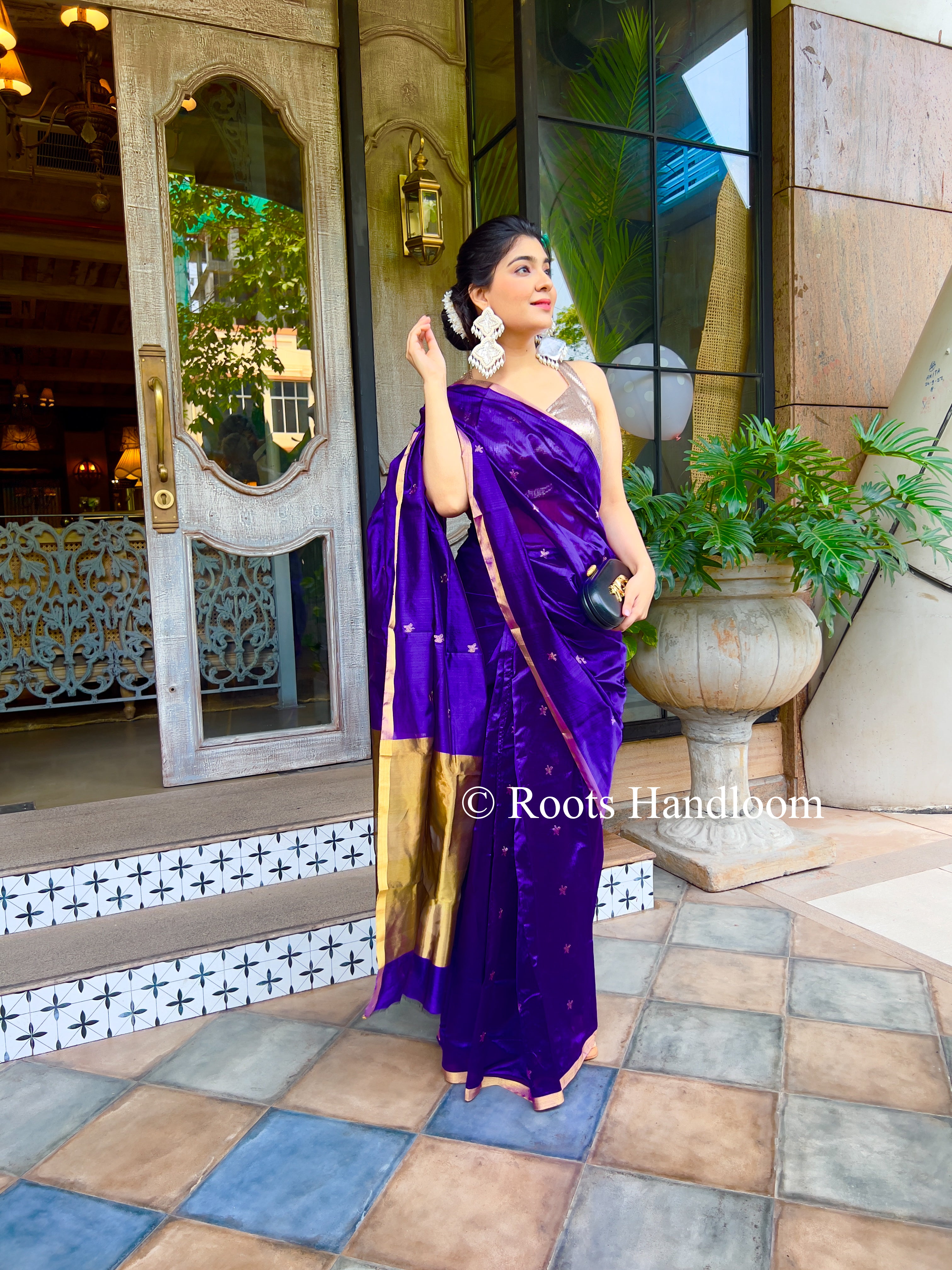 Buy Pleated Purple Saree Paired With Silk Blouse In All Over Hand  Embroidery by KAVITA BHARTIA at Ogaan Online Shopping Site