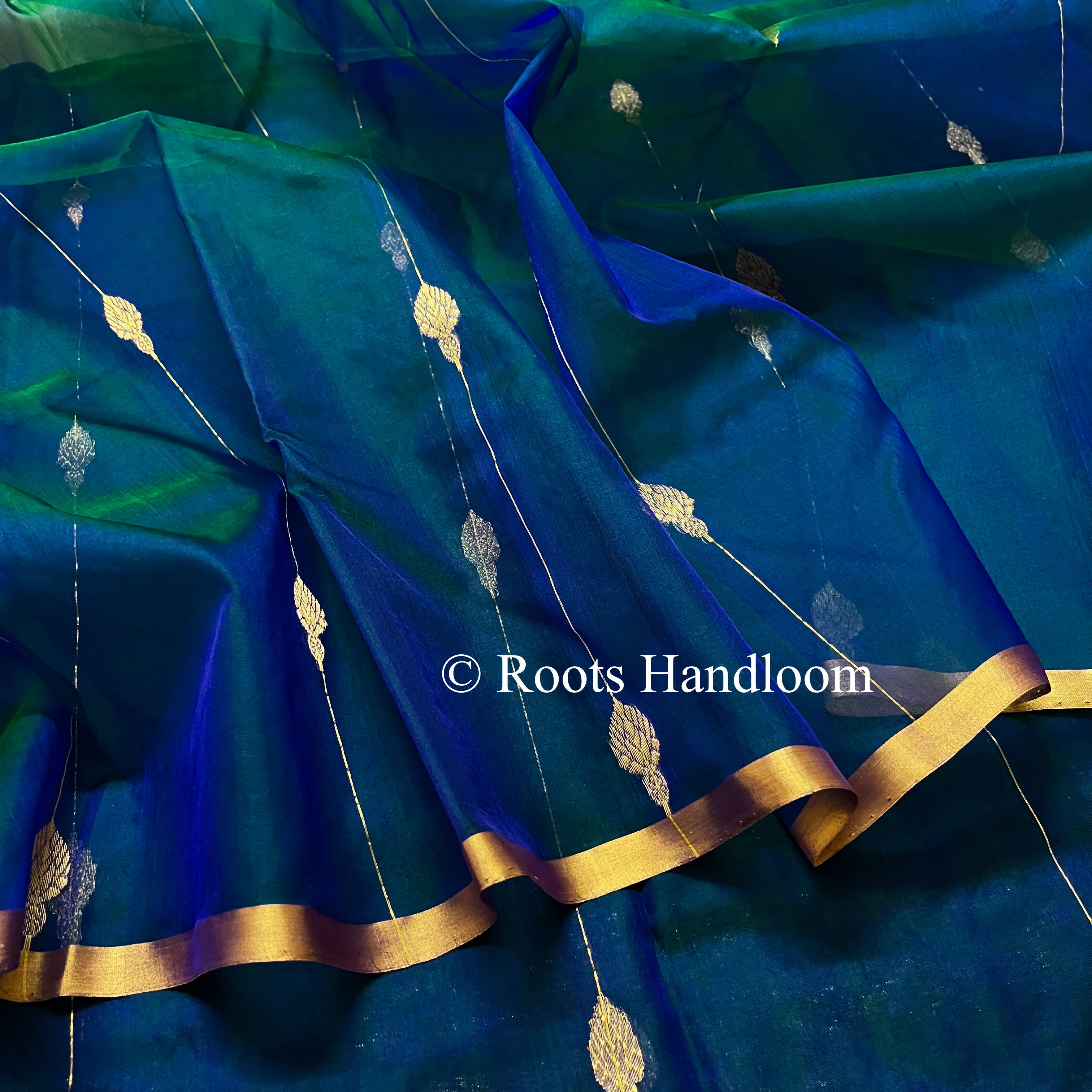 Latest SKY BLUE PEACOCK Banarasi SILK Saree With CONTRAST Blouse