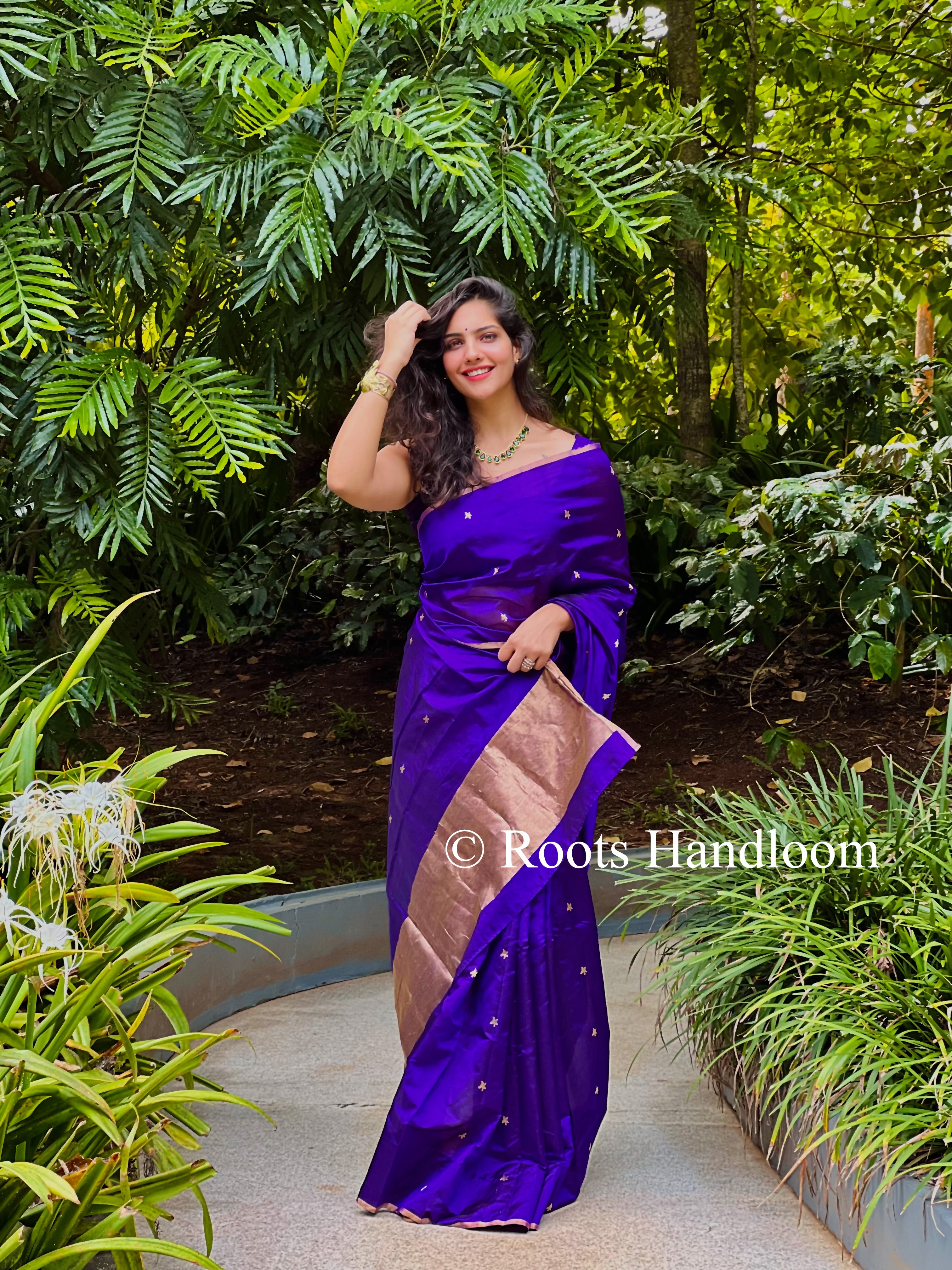 Buy sethi pvt ltd Woven Banarasi Jacquard, Pure Silk Purple Sarees Online @  Best Price In India | Flipkart.com