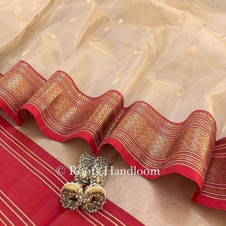 Weaving Beige Pure Chanderi Silk Cotton Sarees, 5.5 M at Rs 975 in Surat